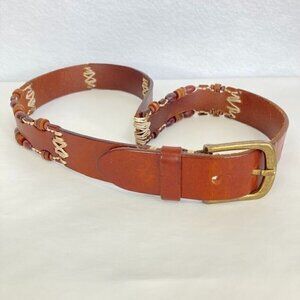 Omega Rustic Beaded Genuine Leather Belt M